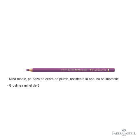 Creion colorat Faber-Castell Polychromos violet roscat, mina moale pe baza de ceara, pentru desen si ilustratie artistica [1]