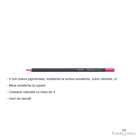 Creion colorat fucsia Faber-Castell Goldfaber 123, mina intens pigmentata, pentru desen si arta [1]