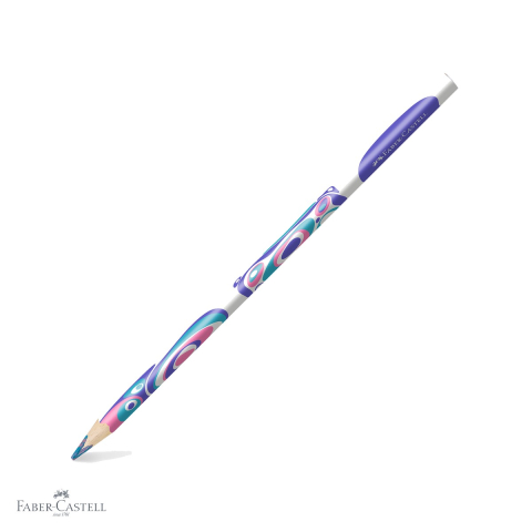 Produse EmagMarketplace - Creion colorat multicolor Faber-Castell, mina tricolora turcoaz-roz-lila, forma ergonomica triunghiulara, pentru copii si scolari
