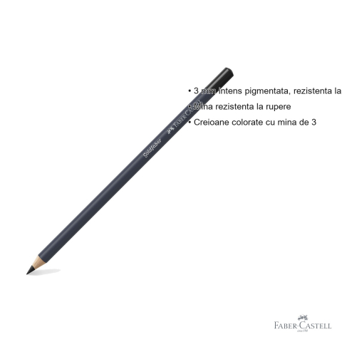 Creion colorat negru Faber-Castell Goldfaber, mina 3.3 mm pigmentata intens, pentru desen si arta [2]