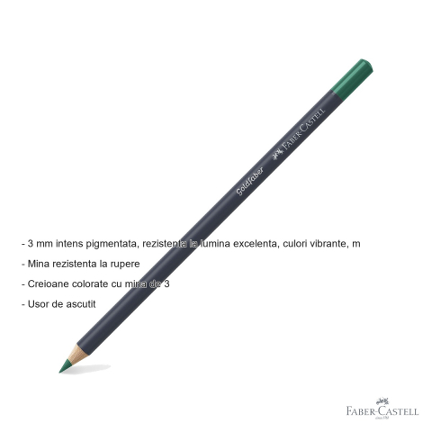 Creion colorat permanent Faber-Castell Goldfaber, verde smarald, mina 3.3 mm, pentru desen artistic [1]
