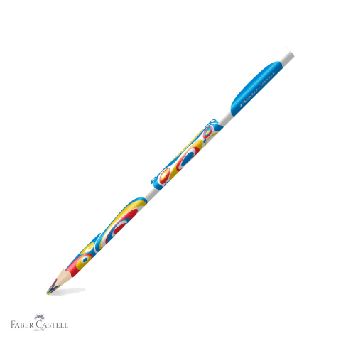 Produse EmagMarketplace - Creion colorat tricolor Faber-Castell, mina rosie-galbena-albastra, forma ergonomica triunghiulara, pentru copii