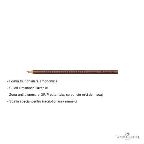 Creion colorat triunghiular Faber-Castell Grip, culoare cupru, ergonomic, pentru copii [1]