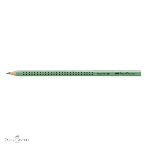 Creion colorat triunghiular Faber-Castell Grip, verde metalizat, ergonomic, pentru copii [3]