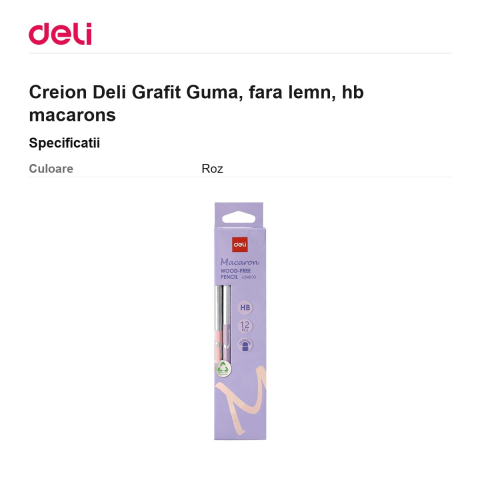 Creion Deli Grafit Guma, fara lemn, hb macarons [2]
