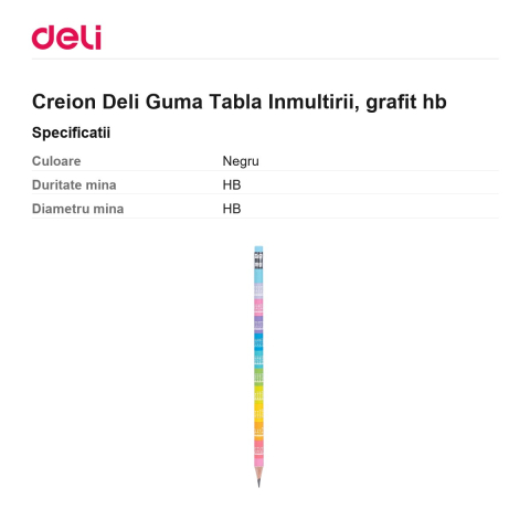 Creion Deli Guma Tabla Inmultirii, grafit hb [2]