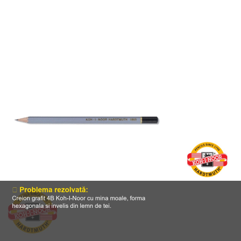 Creion desen grafit 4B Koh-I-Noor, mina moale hexagonal, pentru schita si desen artistic [2]