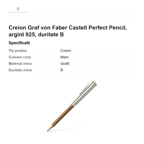 Creion Graf von Faber Castell Perfect Pencil, argint 925, duritate B [2]