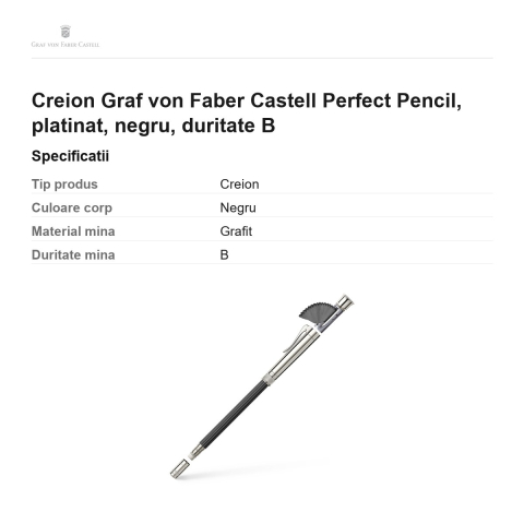 Creion Graf von Faber Castell Perfect Pencil, platinat, negru, duritate B [2]