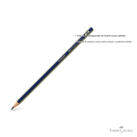 Creion grafit 3B fara guma Faber-Castell Goldfaber 1221, forma hexagonala, pentru desen si schite [2]