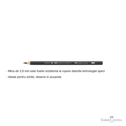 Creion grafit acuarela Faber-Castell Graphite Aquarelle HB, mina solubila in apa, pentru artisti [1]