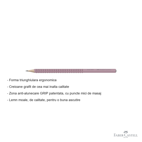 Creion grafit B Faber-Castell Grip 2001 Rose, forma triunghiulara ergonomica, pentru scris si desen [1]