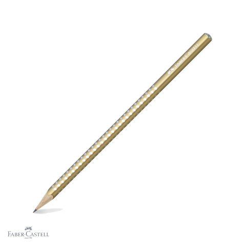 Creioane si ascutitori - Creion grafit B Faber-Castell Sparkle Auriu, vopsea perlata cu puncte stralucitoare, pentru scris si desen