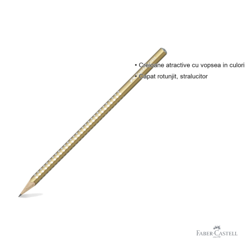 Creion grafit B Faber-Castell Sparkle Auriu, vopsea perlata cu puncte stralucitoare, pentru scris si desen [2]