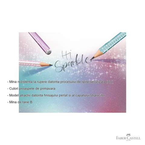 Creion grafit B Faber-Castell Sparkle Bleu Ocean, finisaj metalizat perlat, pentru scriere si desen [1]