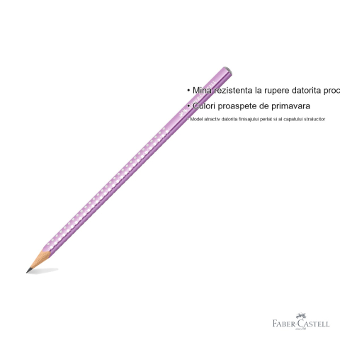 Creion grafit B Faber-Castell Sparkle, finisaj violet metalizat perlat, mina rezistenta, pentru scris si desen [2]