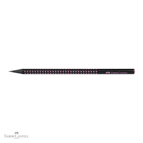 Creion grafit B Faber-Castell Sparkle Grip, lemn negru Midnight Rose, forma triunghiulara ergonomica [3]