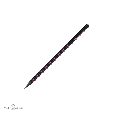 Produse EmagMarketplace - Creion grafit B Faber-Castell Sparkle Grip, lemn negru Midnight Rose, forma triunghiulara ergonomica