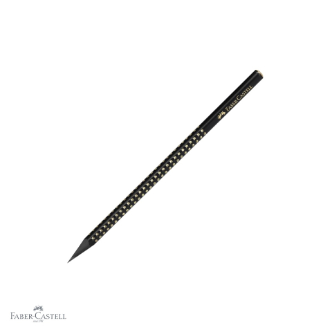 Produse EmagMarketplace - Creion grafit B Faber-Castell Sparkle Midnight Gold, forma ergonomica triunghiulara, lemn negru cu design perlat