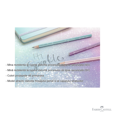 Creion grafit B Faber-Castell Sparkle Rose, finisaj metalizat perlat, pentru desen si scriere [1]