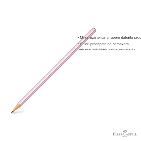Creion grafit B Faber-Castell Sparkle Rose, finisaj metalizat perlat, pentru desen si scriere [2]