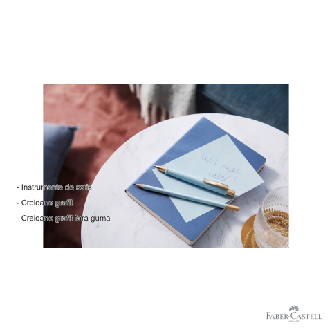 Creion grafit B Faber-Castell Urban Sky Blue, forma triunghiulara ergonomica, pentru scris si desen [1]