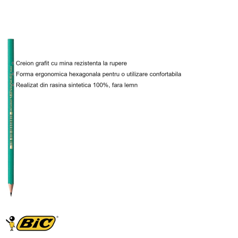Creion grafit Bic Evolution 650 HB, mina rezistenta la rupere, fara lemn, pentru scriere si desen [2]