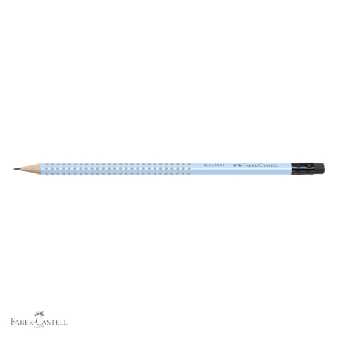 Creion grafit cu guma Faber-Castell Grip 2001 Bleu Sky, mina B, forma ergonomica triunghiulara [3]