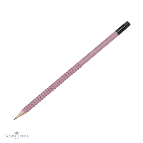Creioane si ascutitori - Creion grafit cu guma Faber-Castell Grip 2001 Rose, mina B, forma triunghiulara ergonomica