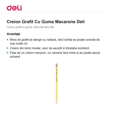 Creion Grafit Cu Guma Macarons Deli [1]