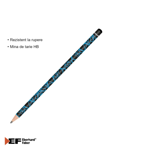 Creion grafit Eberhard Faber HB fara guma, corp rotund negru-neon, scriere moale fara zgarieturi [2]