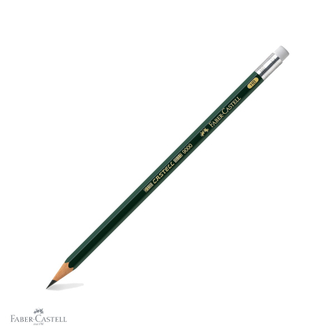 Creioane si ascutitori - Creion grafit Faber-Castell Castell 9000 cu guma, mina HB, pentru scriere si desen