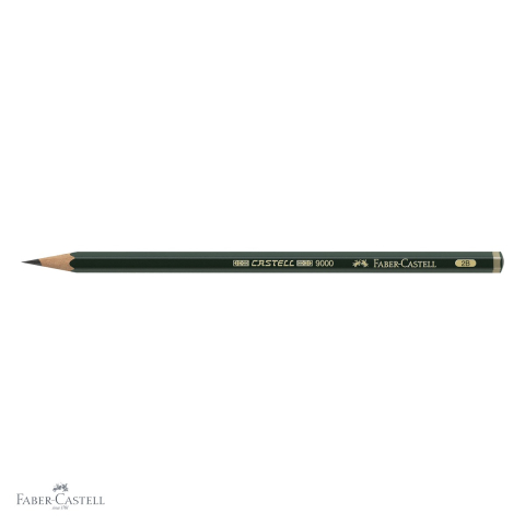 Creion grafit Faber-Castell Castell 9000, duritate 2B, hexagonal, pentru desen si schite [3]