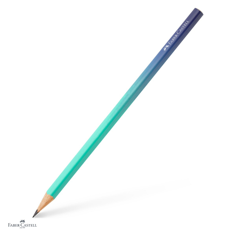 Instrumente de scris - Creion grafit Faber-Castell Flow, duritate B, forma triunghiulara ergonomica, albastru-turcoaz