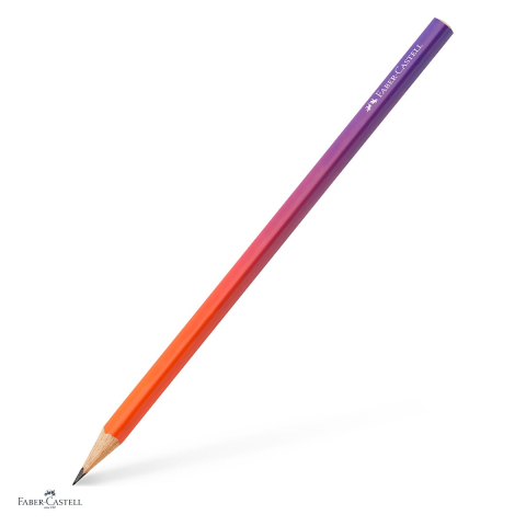 Instrumente de scris - Creion grafit Faber-Castell Flow, duritate B, forma triunghiulara ergonomica, violet-portocaliu