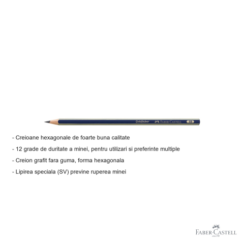 Creion grafit Faber-Castell Goldfaber 1221, mina 5B moale, fara guma, forma hexagonala [1]