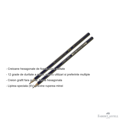 Creion grafit Faber-Castell Goldfaber 1221, mina B fara guma, forma hexagonala, pentru desen si scriere [1]