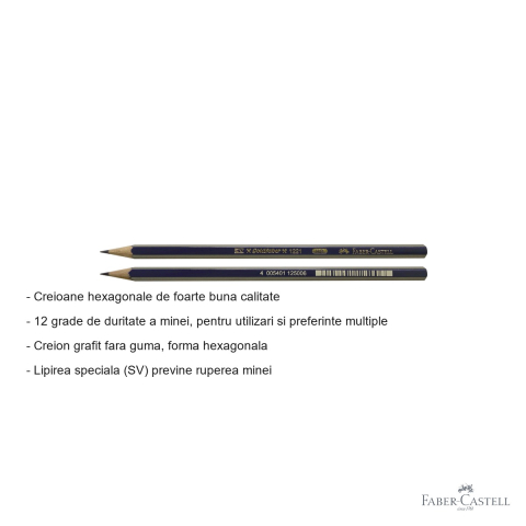 Creion grafit Faber-Castell Goldfaber 1221, mina HB, forma hexagonala, fara guma [1]