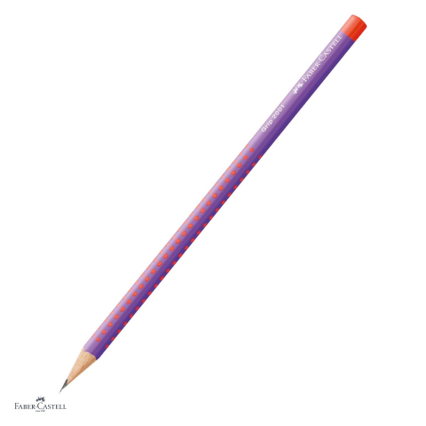 Instrumente de scris - Creion grafit Faber-Castell Grip 2001 Flow, duritate B, forma triunghiulara ergonomica, zona Grip antiderapanta, mina rezistenta la rupere (lipire SV), lac pe baza de apa, Punchy Melon