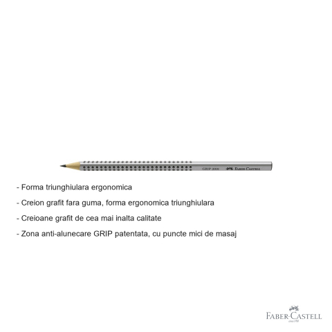 Creion grafit Faber-Castell Grip 2001, mina HB, forma ergonomica triunghiulara, fara guma, pentru scoala si birou [1]