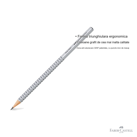 Creion grafit Faber-Castell Grip 2001, mina HB, forma ergonomica triunghiulara, fara guma, pentru scoala si birou [2]