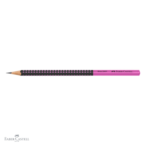 Creion grafit Faber-Castell Grip 2001 Two Tone, mina B, forma ergonomica triunghiulara, negru-roz [3]