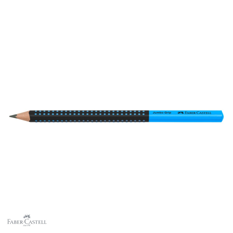 Creion grafit Faber-Castell Jumbo Grip Two Tone, mina B, forma ergonomica triunghiulara, negru-albastru [3]