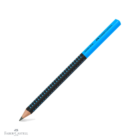 Creioane si ascutitori - Creion grafit Faber-Castell Jumbo Grip Two Tone, mina B, forma ergonomica triunghiulara, negru-albastru