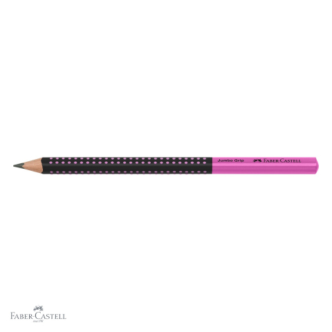 Creion grafit Faber-Castell Jumbo Grip Two Tone negru-roz, mina B, forma ergonomica triunghiulara [3]