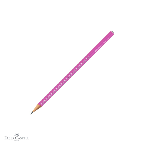 Produse EmagMarketplace - Creion grafit Faber-Castell Sparkle Electric Fuchsia, mina B, forma triunghiulara ergonomica