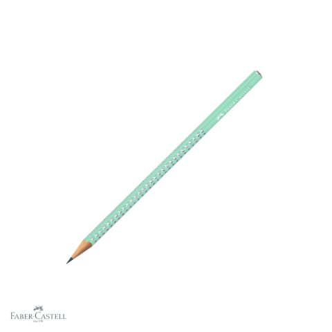 Produse EmagMarketplace - Creion grafit Faber-Castell Sparkle, mina B, forma triunghiulara ergonomica, culoare verde menta cu luciu perlat