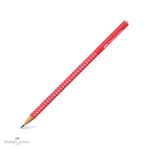 Creioane si ascutitori - Creion grafit Faber-Castell Sparkle, mina B, vopsea perlata cu sclipici, rosu, pentru scriere si desen