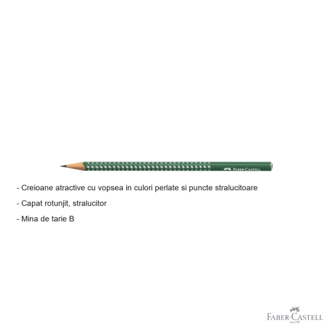 Creion grafit Faber-Castell Sparkle Verde, mina B, vopsea perlata cu sclipici, pentru scriere si desen [1]