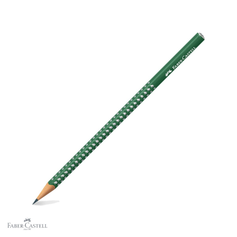 Creioane si ascutitori - Creion grafit Faber-Castell Sparkle Verde, mina B, vopsea perlata cu sclipici, pentru scriere si desen
